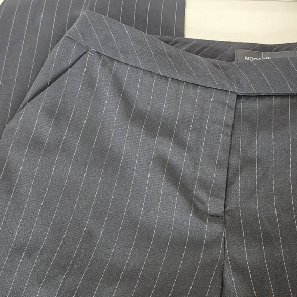 Moda International NWOT Women's Wide Leg Black Pinstripe Trousers - Size 10 - Picture 7 of 13